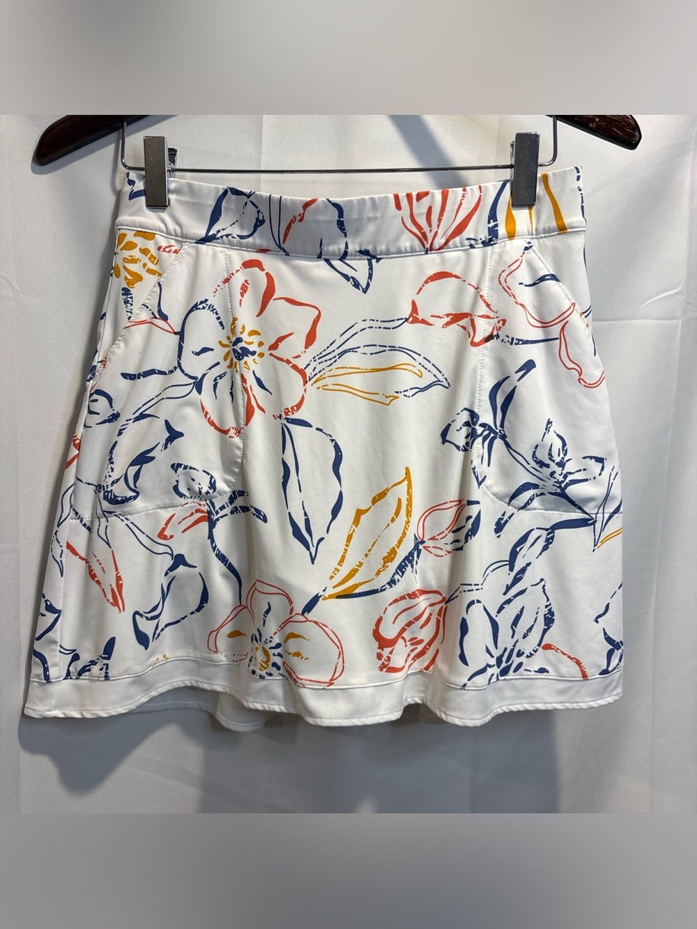 Peter Millar White Skort with Blue, Coral & Yellow Floral Print
